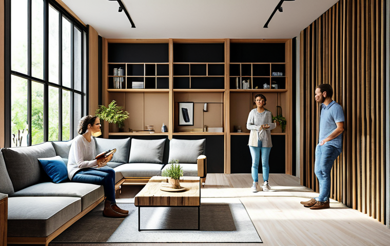 실내건축 실기 시험에서의 주요 평가 기준 - **Prompt:** Interior design student in a practical exam setting, focused on drafting, fully clothed,...