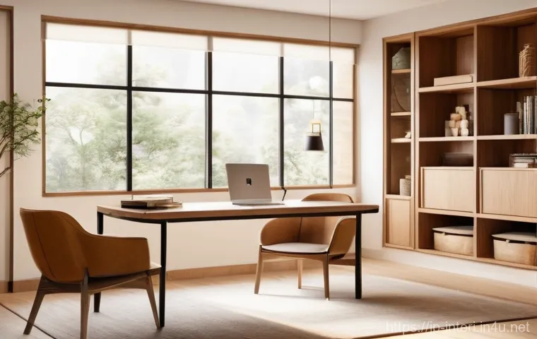 실내건축 실습에서 배우는 중요 기술 - **Prompt:** A modern, warm-toned interior design office where a Japanese female interior designer in...