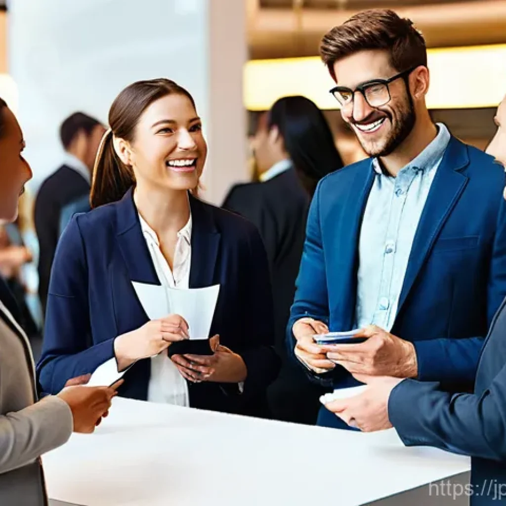실내건축 분야에서 네트워킹 하는 방법 - **Vibrant Professional Networking Event:** A diverse group of men and women, all adults aged 25-50, ...