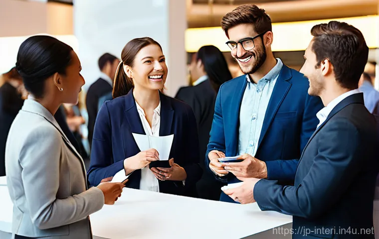 실내건축 분야에서 네트워킹 하는 방법 - **Vibrant Professional Networking Event:** A diverse group of men and women, all adults aged 25-50, ...