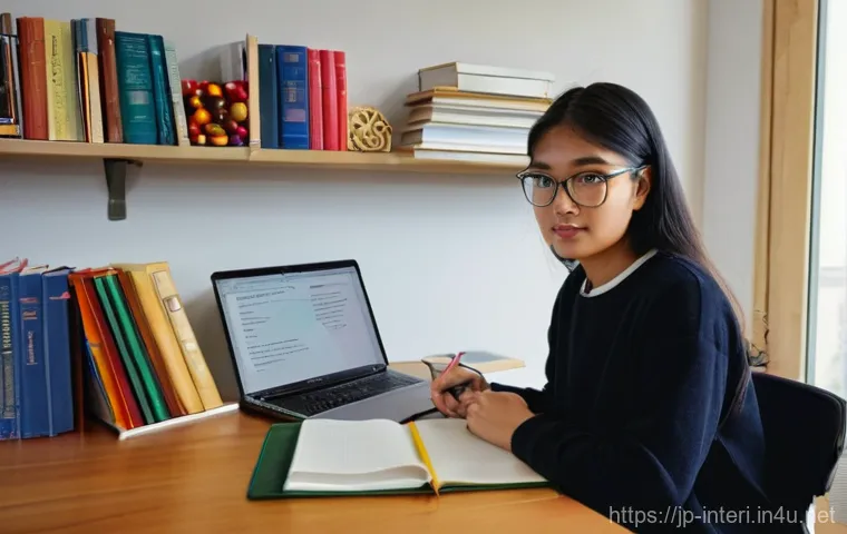 실내건축기사 시험 준비 비용과 시간 - **Prompt:** A dedicated female student in her late 20s, dressed in comfortable yet neat casual wear,...