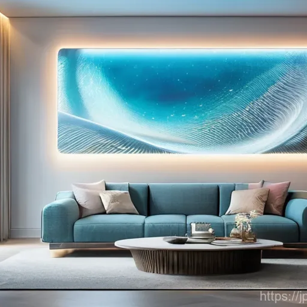 실내건축과 관련된 디자인 경연대회 정보 - **Prompt:** A futuristic, minimalist living room that seamlessly integrates AI and IoT technology fo...