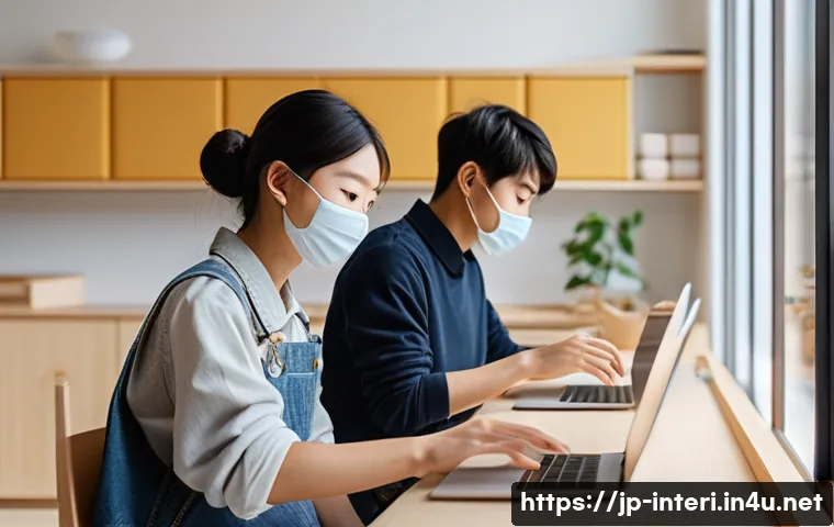 실내건축 관련 학과와 교육기관 - A modern Japanese interior design classroom scene, featuring young adult students wearing casual clo...